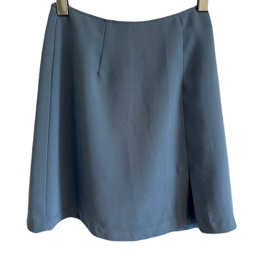 WRAPPER JUST FOR WRAPS Vtg Y2K Slate Blue A Line Mink Skirt Sz 3/4 Made in USA - Picture 14 of 16